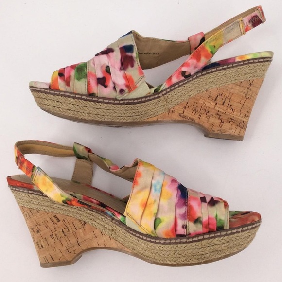 Naturalizer Floral Print Wedge Open Toe Sz 8 1/2 - Picture 5 of 10